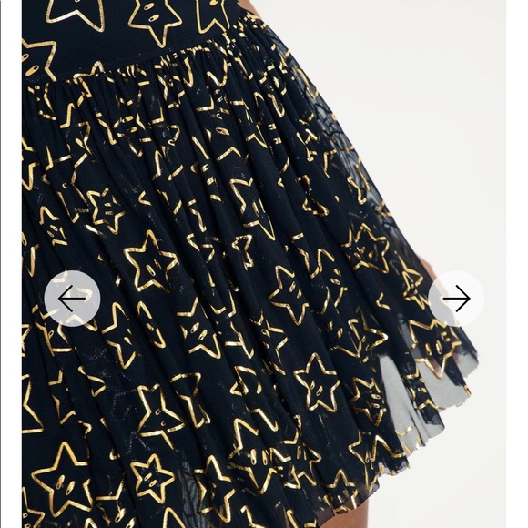 Blackmilk Super Mario - Super Stars Sheer Tier Dress - Black and Gold - Picture 3 of 5